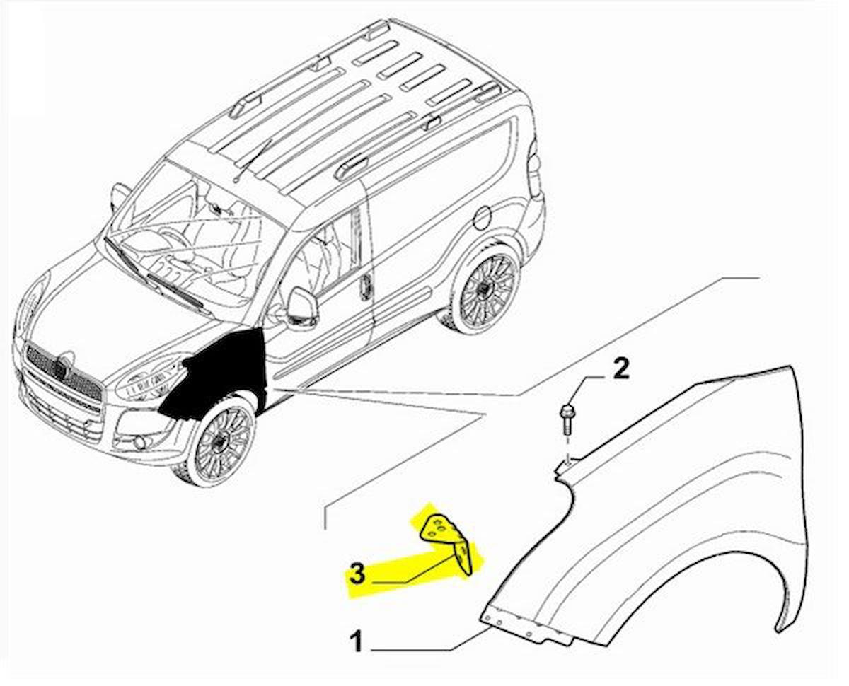 Opel Combo Ön  Çamurluk Ayağı Karşılığı Saç [Orjinal] (51810995)